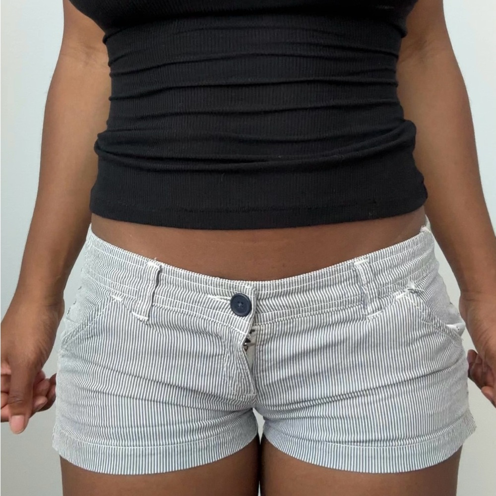 Hollister Gray Striped Jean Shorts